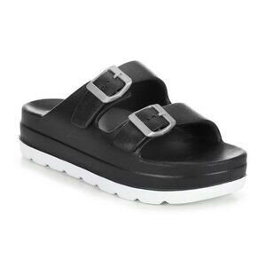 Mia Sunny Platform Slide Sandals NIB Black Lightweight Comfortable Women’s